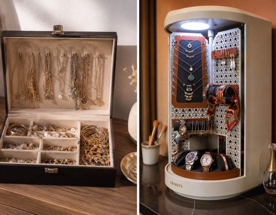Comparaison boîte à bijoux et coffret connecté.